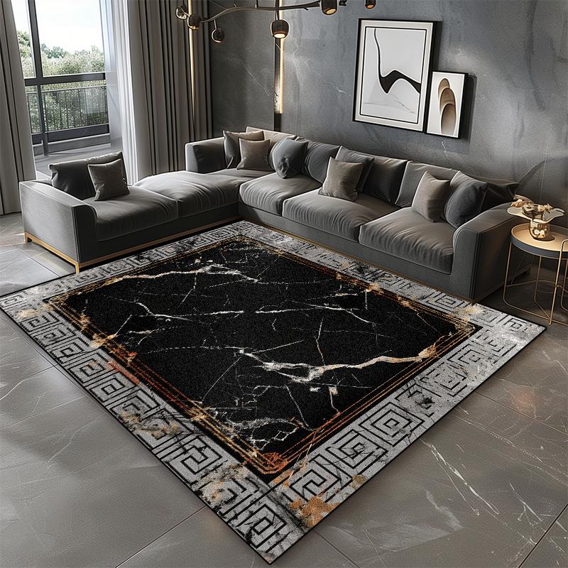 Black Marble Carpet Living Room Luxury Decoration Home Sofa Washable Large Rugs 200x300 Bedroom Non-slip Short Velvet Floor Mats
