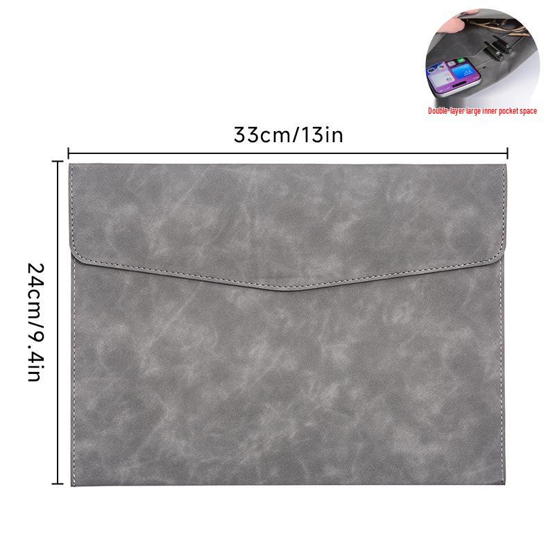 A4 Double Layer Leather Document Briefcase with Custom Logo