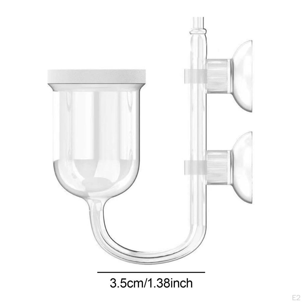 Glass CO2 Diffuser U Shaped Professional Built in Bubble Counter Accessories with Suction Cups Dia