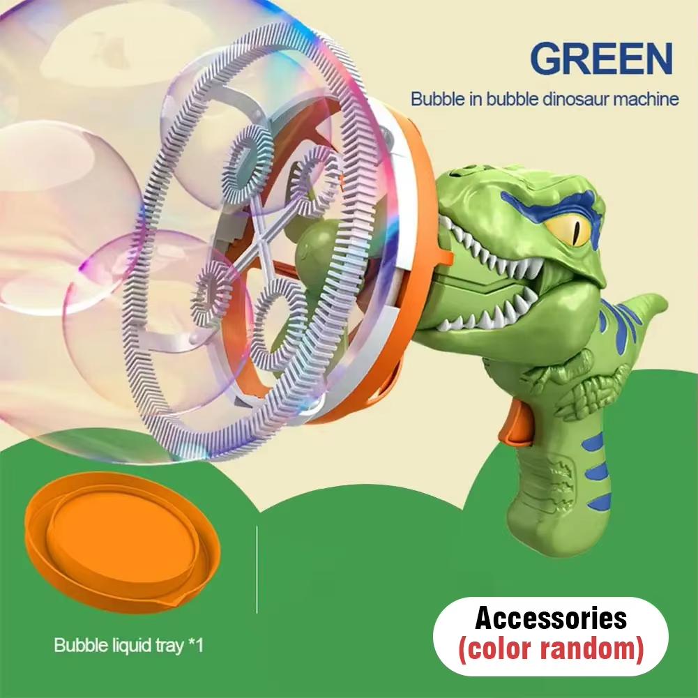 

2 In 1 Large Bubbles Dinosaur Soap Bubble Electric Gun Toy Children s Outdoor party Interactive Games for Kids Boys Girls kids зелений