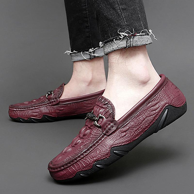 Fashion Leather Men Shoes Luxury Trendy 2024 Casual Slip On Formal Loafers Men Moccasins Italian Black Male Driving Shoes Sneakers