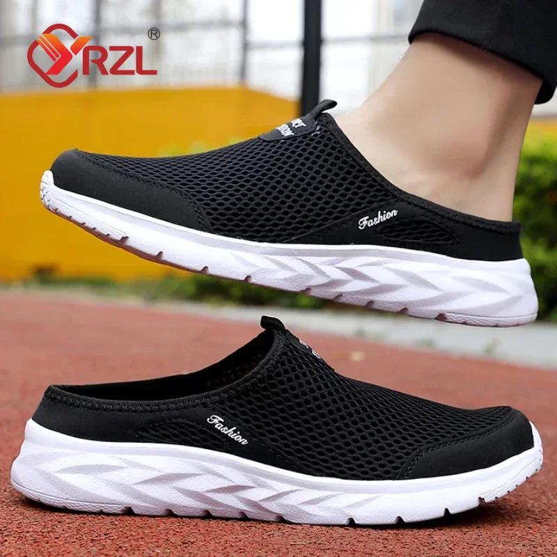 YRZL Men Half Slippers Man Shoes Anti Slip Sneakers Casual Shoes for Man Lightweight Male Flat Slipper Mens Beach Sandals Summer