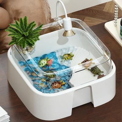 Large Capacity Transparent Turtle Tank Anti Escape Full View Turtle Aquarium Plastic with Sun Platform Breeding Box