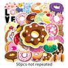50 Original Donut Cartoon Stickers - Cute, Waterproof for Journals, Notebooks, Water Bottles, and Phones
