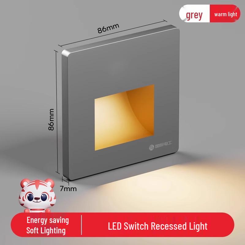 

LED Night Light with Motion Sensor, 5-Hole Socket, Embedded Staircase Corridor Floor Lamp