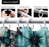 4Pcs Shower Curtain Set with Non-Slip Bath Mat, Toilet Lid Cover, Contour Rug & 12 Hooks, Bathroom