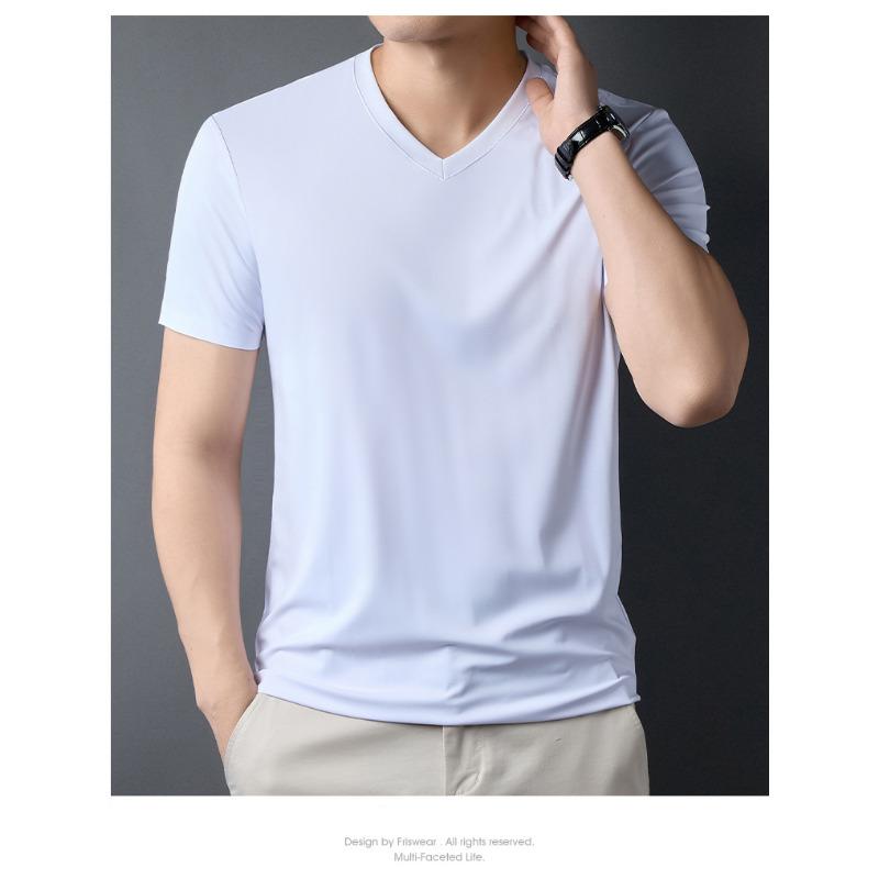 

Men s T-shirt Short Sleeve V-Neck Premium Casual Versatile Bottom Shirt Men s M белый