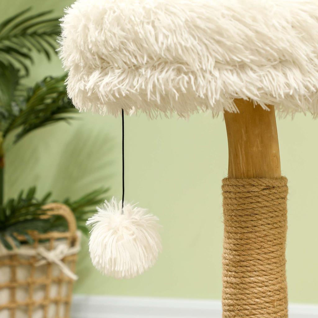 Cat Tree, 61.5 cm, with Cat Bed, Scratching Post, Jumping Platform, Toy Ball, for Cats up to 5 kg, White