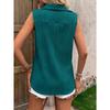 Gilet da donna senza maniche con bottoni, camicia con colletto testurizzato, top estivo casual ampio