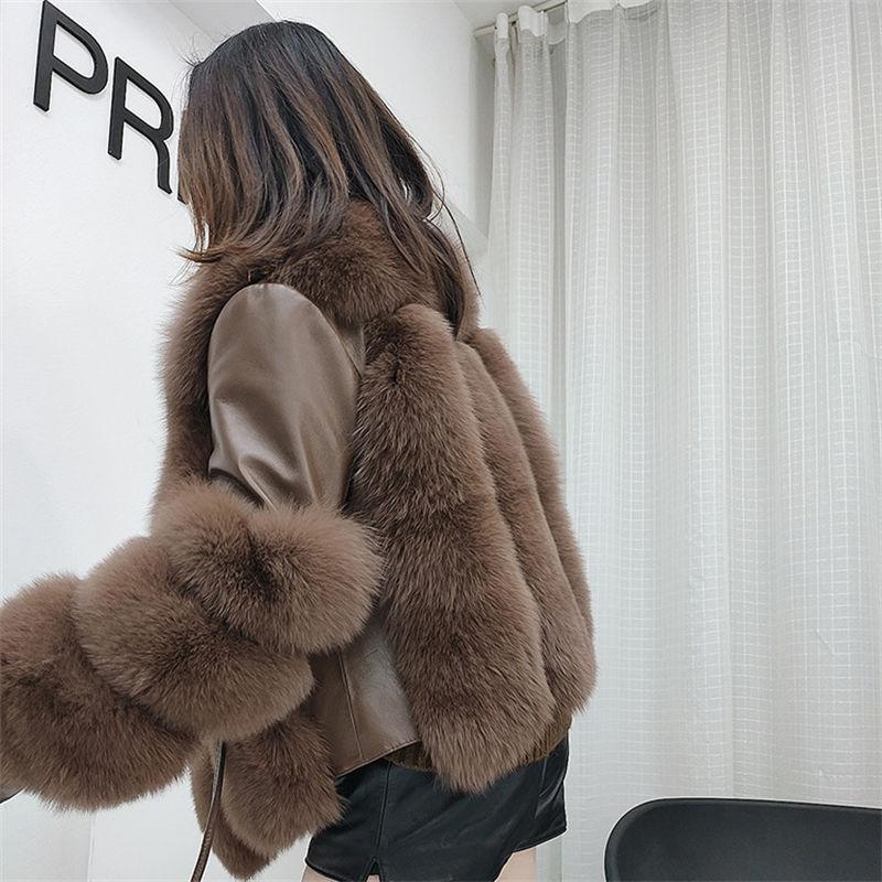Fashion Sheepskin Coat Genuine Womens Fox Fur Winter