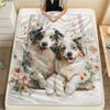 Two Australian Shepherds,pattern Flannel Blanket, High Quality Comfortable for All Seasons, Home Decor, Warmth and Comfort, Perfect for Gifts.