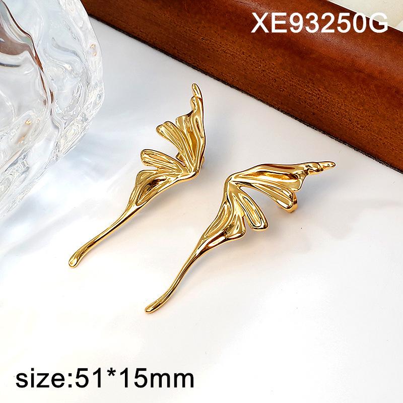 Gold Plated Titanium Steel Angel Wing Butterfly Earrings for Women - Elegant European & American Fashion