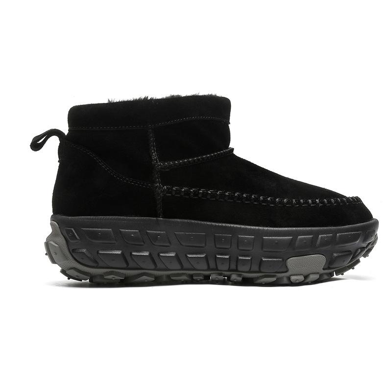 3336 Autumn and Winter Snow Boots Thick-soled Retro Leather Heightened Tire Shoes with Cotton Thickened Large Cotton Shoes