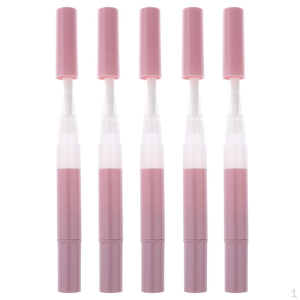 5Pcs 3ml Portable Empty Pen with Brush Cuticle Oil Container Balm Nail Polish Tube