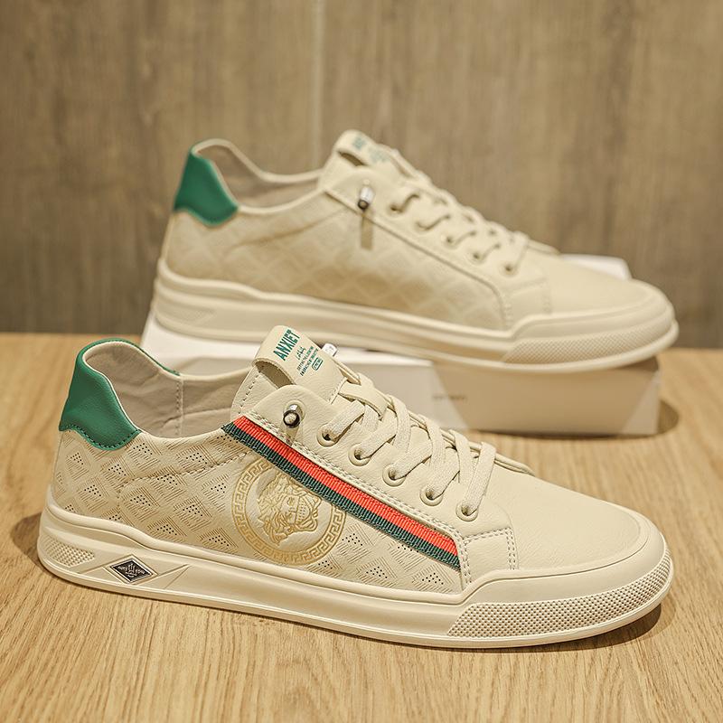 Men's board shoes fashionable summer thin light luxury white shoes