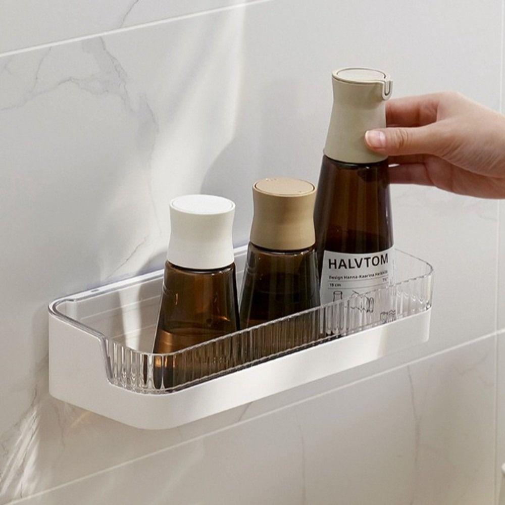Plastic Toiletries Holder No Nail Bathroom Shelf Practical Bathroom Storage Rack  Kitchen