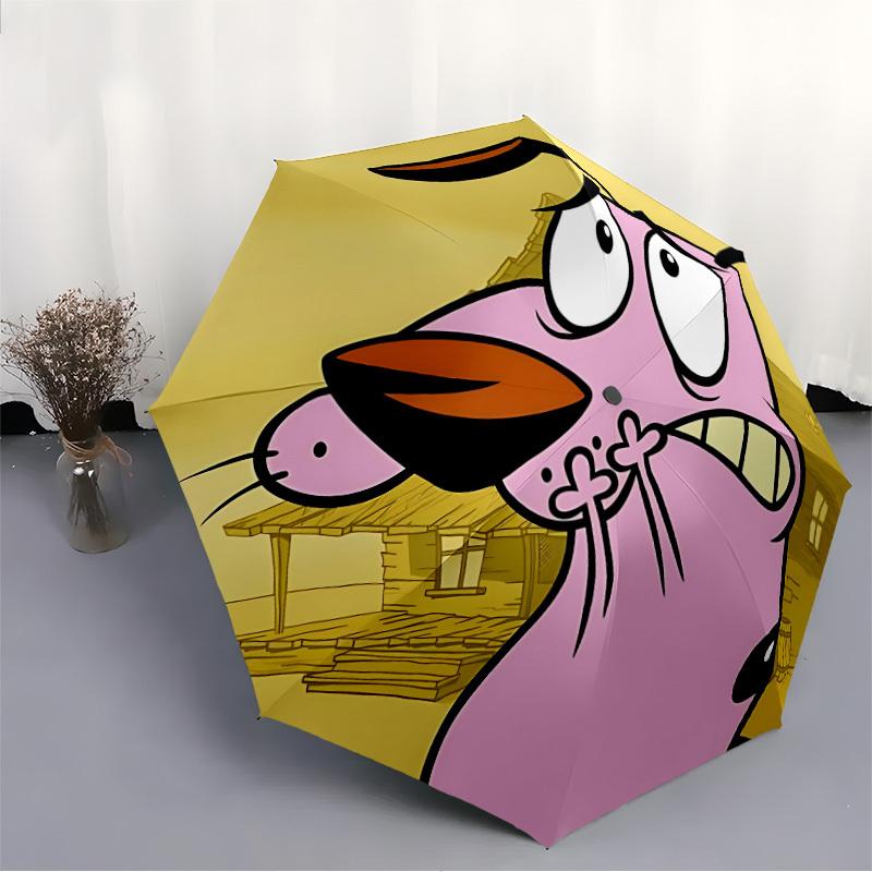 1pc Courage the Cowardly Dog Automatic Open/Close Folding Umbrella, Windproof 8-Rib Construction, Lightweight Travel Umbrella for Women/Men 20