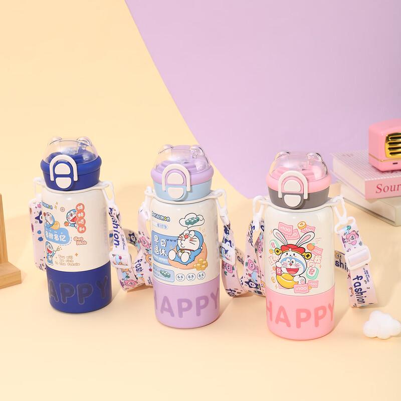 OLOEY 500ml Cute Stainless Steel Insulated Straw Water Bottle
