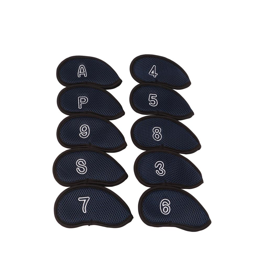 10pcs Golf Iron Covers Set with Numbers Waterproof Golf Head Cover Protective Headcover for Court Exercise Dark Blue
