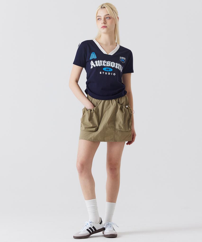AWESOME STUDIO Nylon Cargo Mini Skirt Light Khaki
