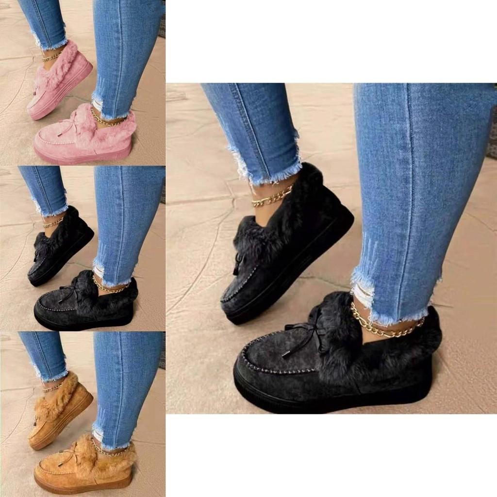 Cozy Plush Snow Shoes Women's Winter Thick Soled Round Head Slippers
