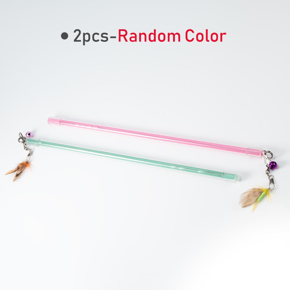 Short Funny Cat Stick Simulated Little Insects Feather Cat Toy Kitten Interactive Pet Toy