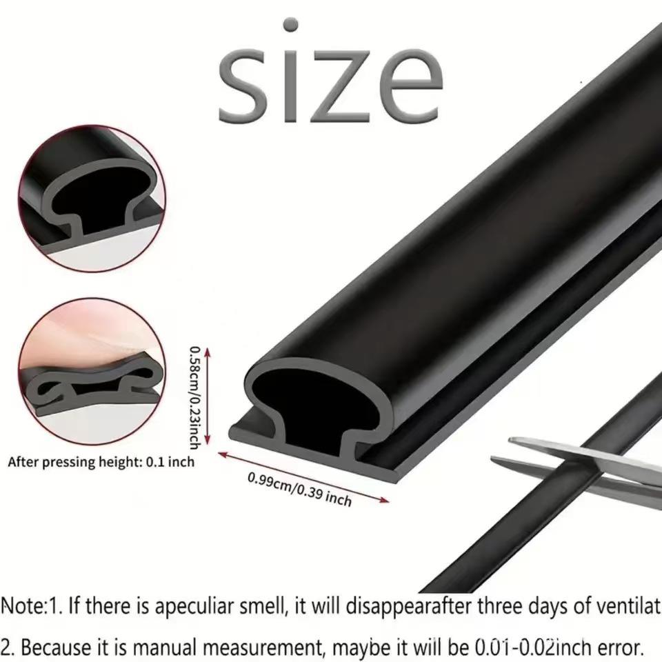 Přeshraniční protizlodějný černobílý těsnicí pás ke dveřím, TPE větruodolný, velikost 10*6, dostupný v rolích 6m/10m/15m