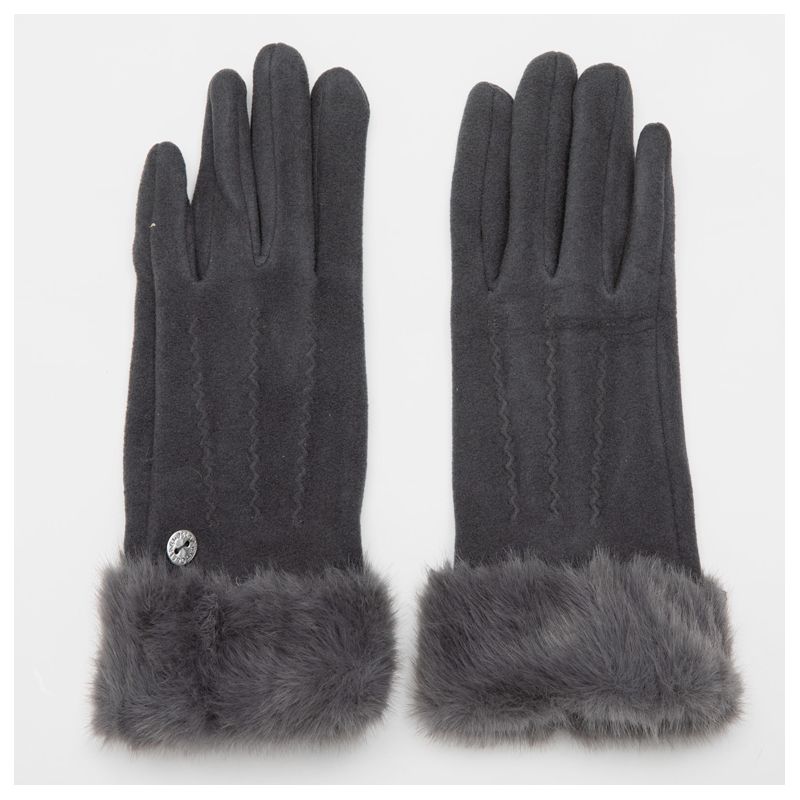 Suede Gloves with Faux Fur Woman LULU CASTAGNETTE