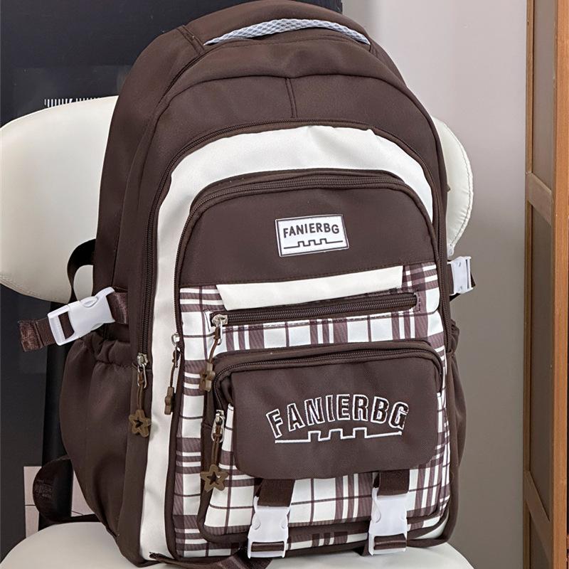 Schoolbagins Solid Color Backpack Women's 1011 New College Student Class Backpack Commuter Drawstring Bag Cover Casual School Bag Women