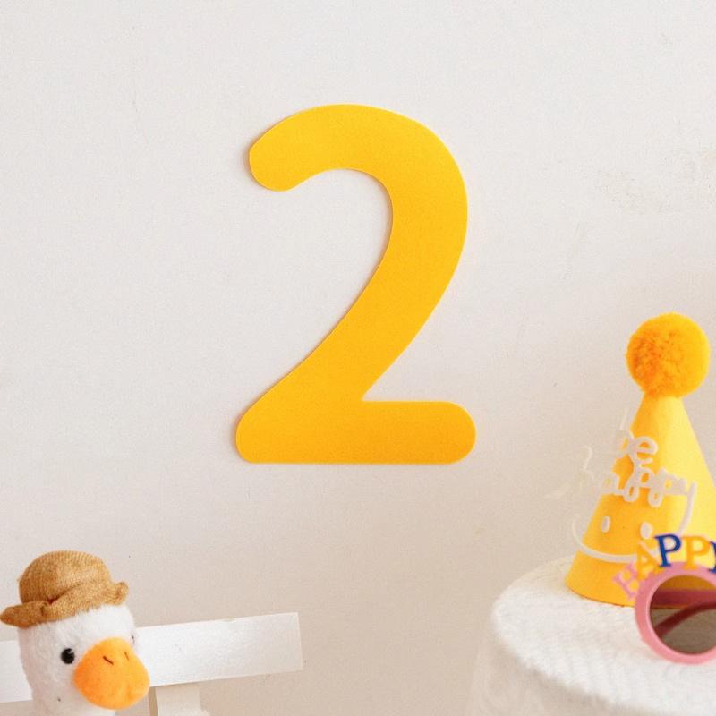 Mori Simple Felt Happy Birthday Party Digital Wall Sticker Baby First Year Party Decoration Photo Props