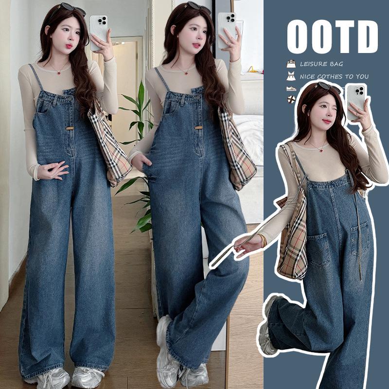 2026 Spring Reversible Maternity Two-Piece: Long-Sleeve Top + Casual Overalls 2XL
