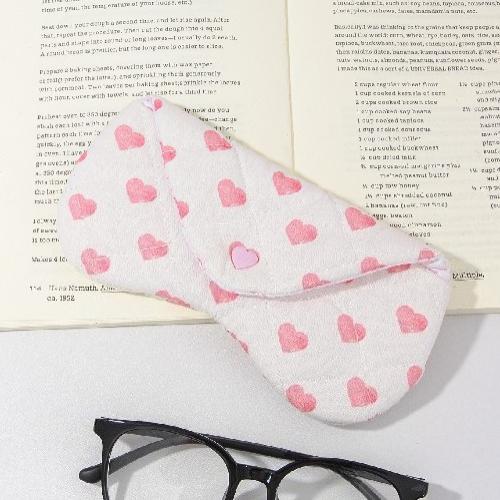 Ins Style Korean Handmade Cloth Love Printing Women's Cloth Glasses Bag Quilted Eyeglasses Pouch Heart Eyewear Storage Case