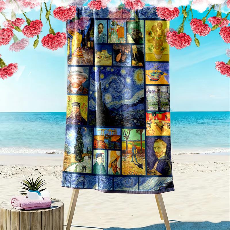 Van Gogh Painting Print Beach Towel, Large Soft Quick Dry Towel for Beach Camping Swimming