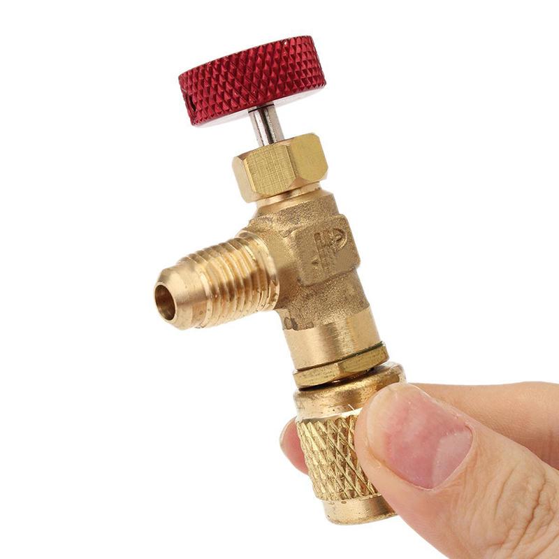 R410A Copper Flow Control Valve for Refrigerant Charging Hose Red Knob