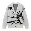 Men's Retro Color Block Thick Knit Cardigan Sweater for Autumn/Winter
