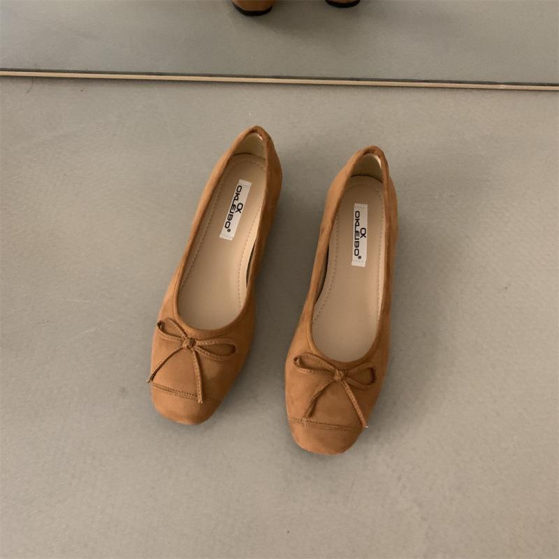 French Gentle Evening Wind Inner Height Increase Single Shoes Women 2025 New Bow Light Mouth Fairy Ballet Shoes Ladyshoes
