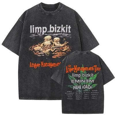 Y2k Tshirt Unisex Clothing Washed Vintage Rock Band Limp Bizkit Album Graphic 2026 Unisex Clothes Tee Shirt Homme Graphic TShirts Y2K