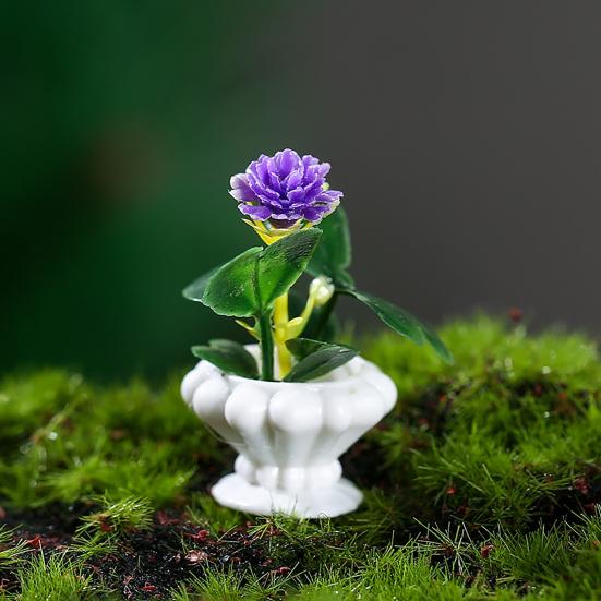 1 Set Mini-Topfpflanzenstatue, klare Textur, dekoratives Harz, zarte Details, Mini-Blumen-Miniatur-Terrassendekoration