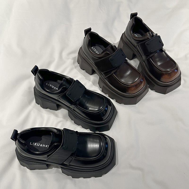 Small 2025 New Heightening Versatile Loafers Leather Shoes Women's Single Shoes Mary Jane Spring and Autumn Black Platform British Style