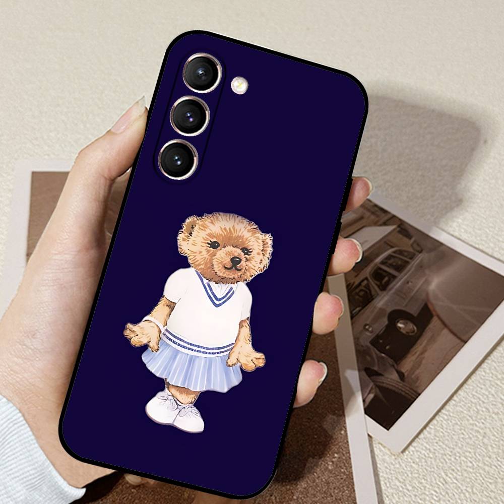D-CartoonS Bear R-PoloS Phone Case Black Ultra-thin Shockproof Case For Samsung S24/S25/S22/S30/Note20/Lite/Ultra/5G/Plus/FE