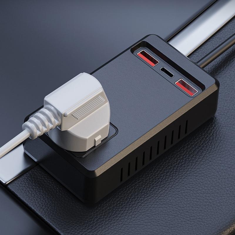 150W Kfz-Stromrichter mit 4 USB-Anschlüssen Schnellladefunktion für Camping, Roadtrips, Fahrzeuge, Spannungsdetektionswerkzeug