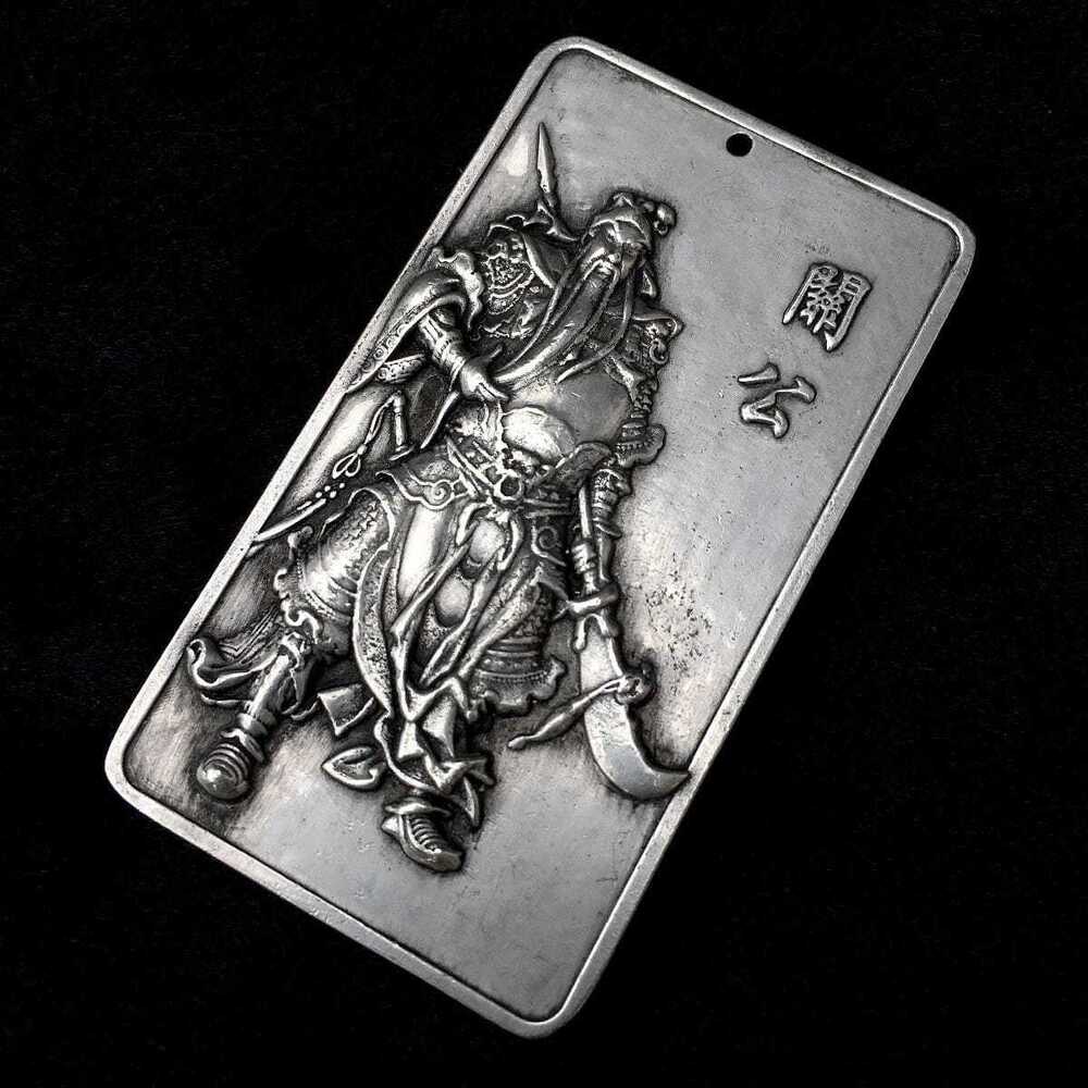 China Exquisite Tibet Silver Carving Guan Yu Pendant Waist Token