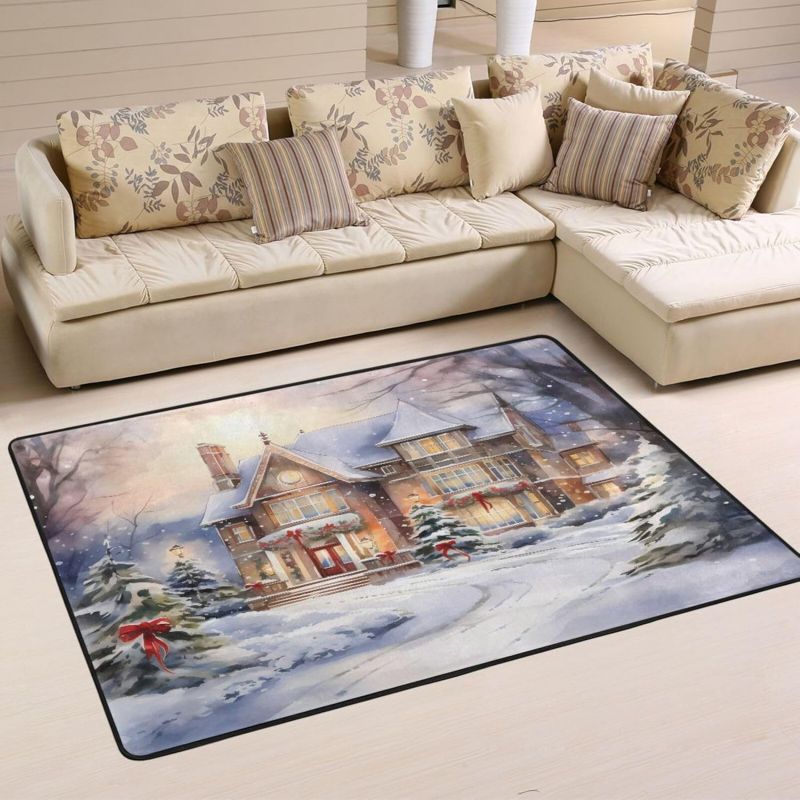 Christmas Carpet for Living Room Home Decoration Large Rugs Santa Claus Kids Room Children Bedroom Bedside Mats New Year Gifts