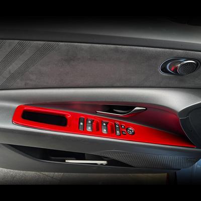 4Pcs Red Style Door Lock Glass Control Button Panel Cover Window Lift Switch Panel Trim Compatible with Hyundai Elantra N 2022-2025 Elantra N Line