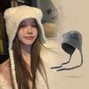 Autumn And Winter Cute Bear Plush Hat Women'S Able Warm Woolen Hat Large Head Circumference Ear Protection Hat