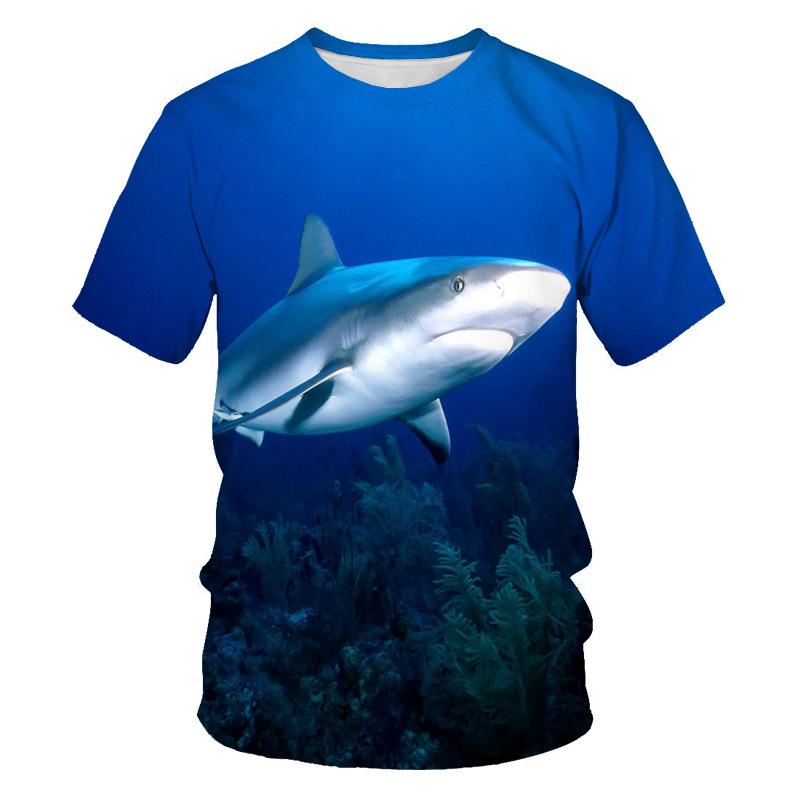 Summer Shark 3D Print T-shirt Fashion Men O-Neck Casual Short Sleeve T Shirts Oversized Harajuku Streetwear Male Kids Tees Tops
