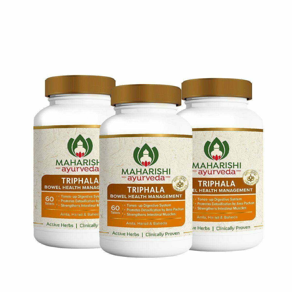 

УПАКОВКА З 3 X Maharishi Ayurveda Triphala 60 таблеток Ayurvedic Herbal БЕЗКОШТОВНА ДОСТАВКА