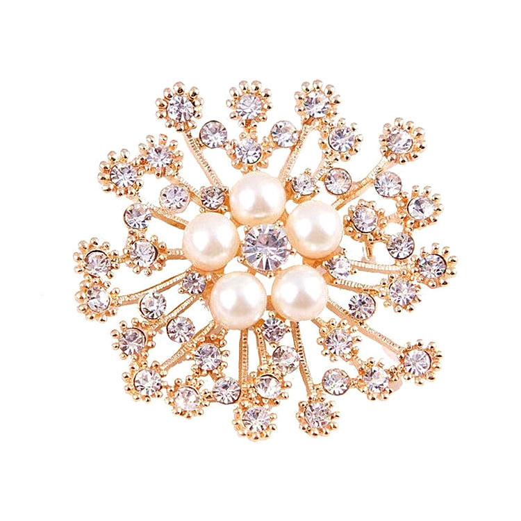 Women'S Clothing Accessories Large Snowflake Pearl Crystal Brooch Exquisite Flower Brooch Pin