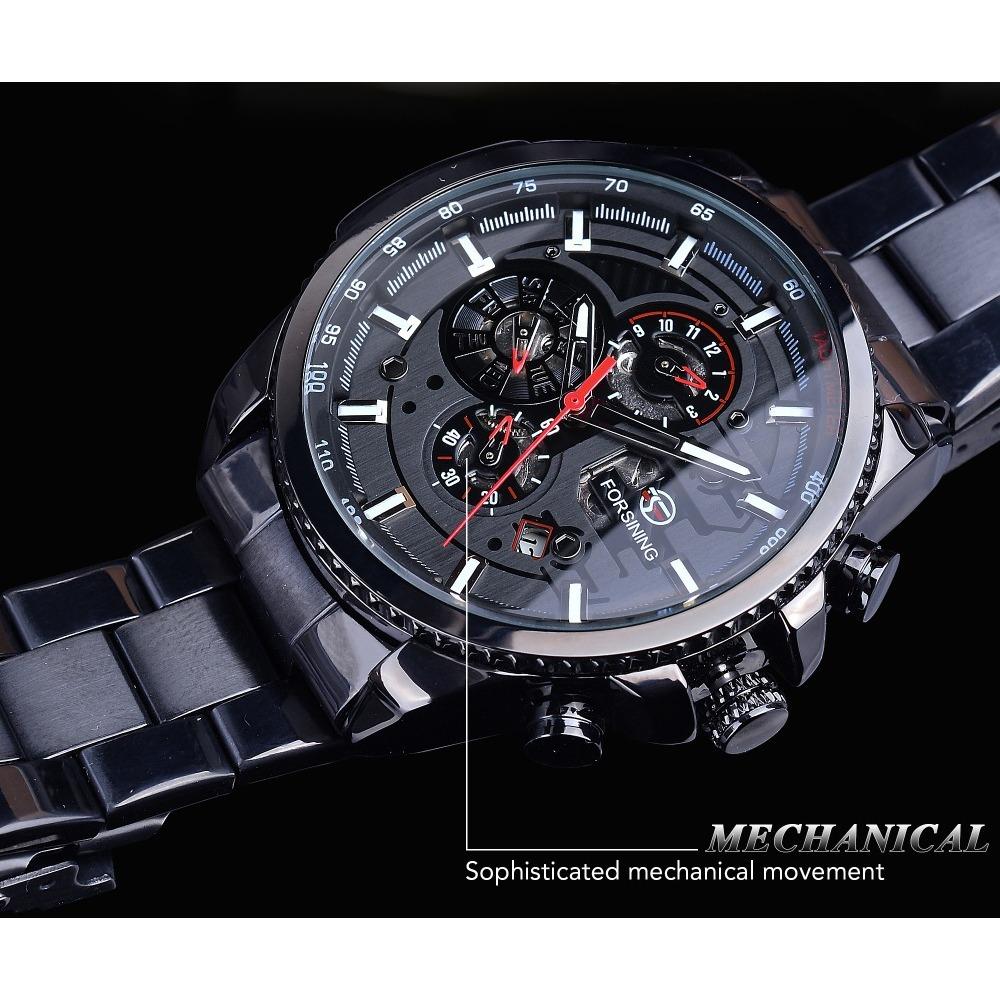 Forsining Wasserdichte multifunktionale mechanische Uhr Herrenmode automatische mechanische Uhr GMT1137-4-A