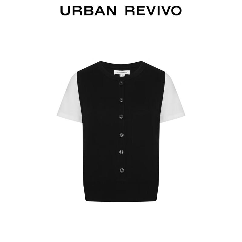 UR Women's Faux Two-Piece Color Block Knit Tee